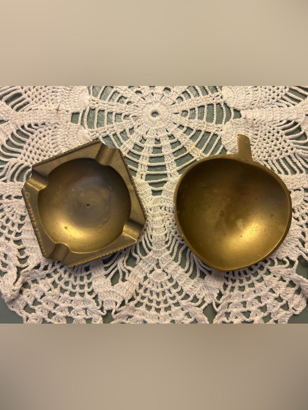 Vintage Brass Ashtrays - Gold Tone